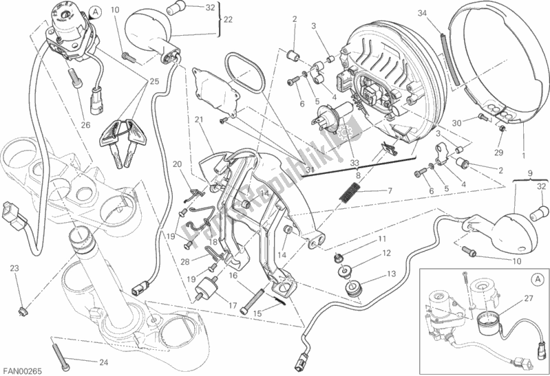 Alle onderdelen voor de Koplamp van de Ducati Scrambler Classic Thailand 803 2016
